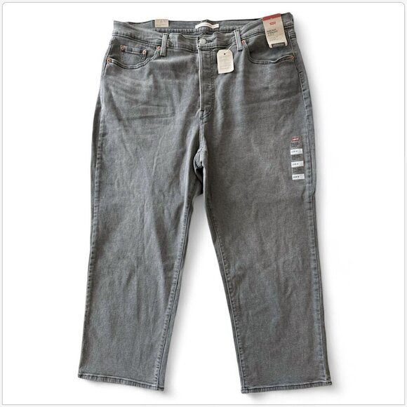 Levi's Grey Ribcage Straight Ankle Denim Stretch Jeans NWT NEW Plus 20W M - Picture 4 of 7